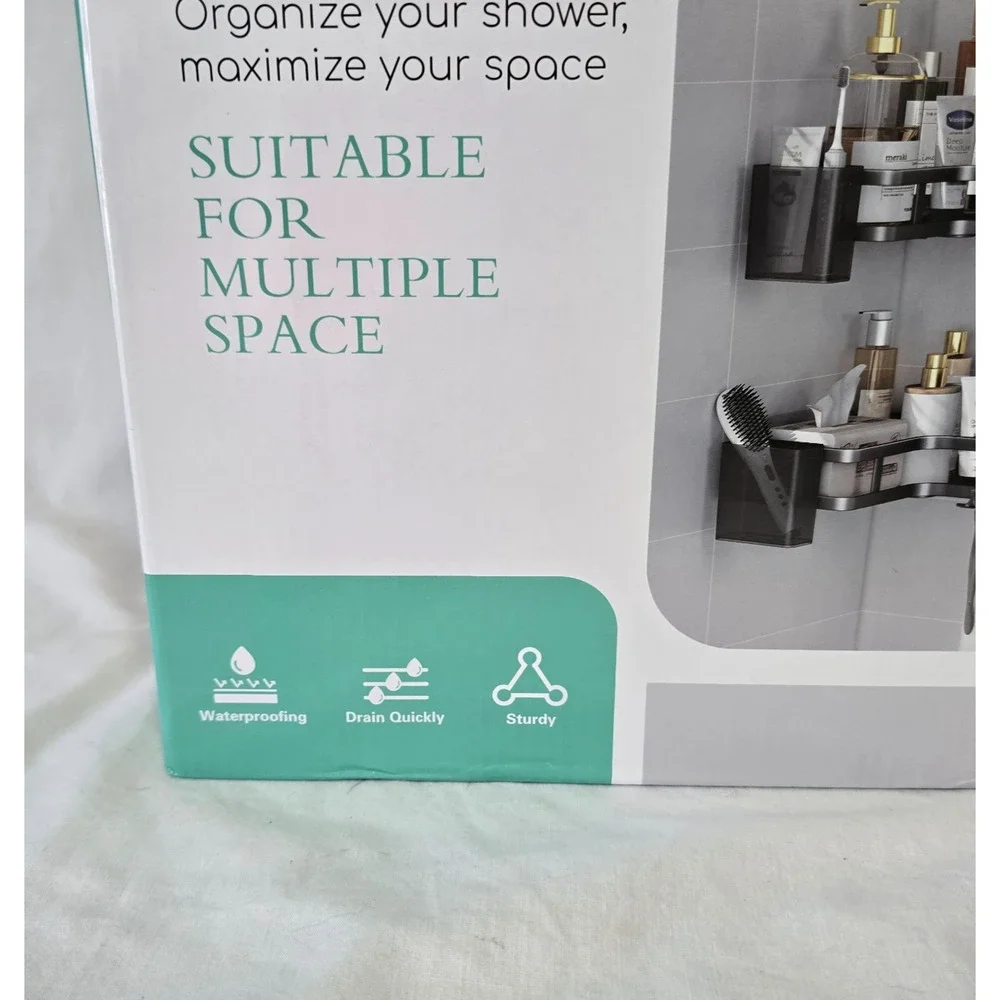 Metal Corner Shower Caddy Black Suitable for Multiple Spaces 2 In Box New